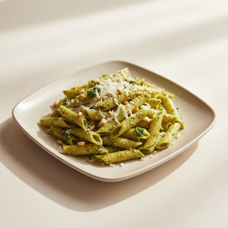 Penne mit Basilikum-Pesto