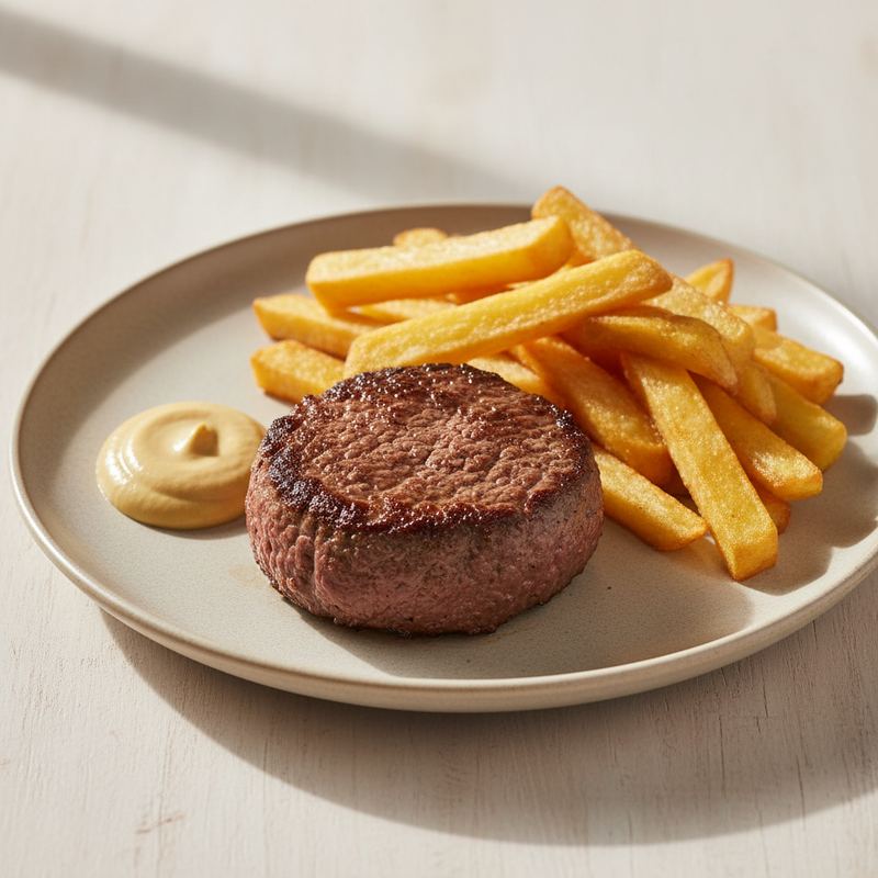 Deutsches Beefsteak mit Frites
